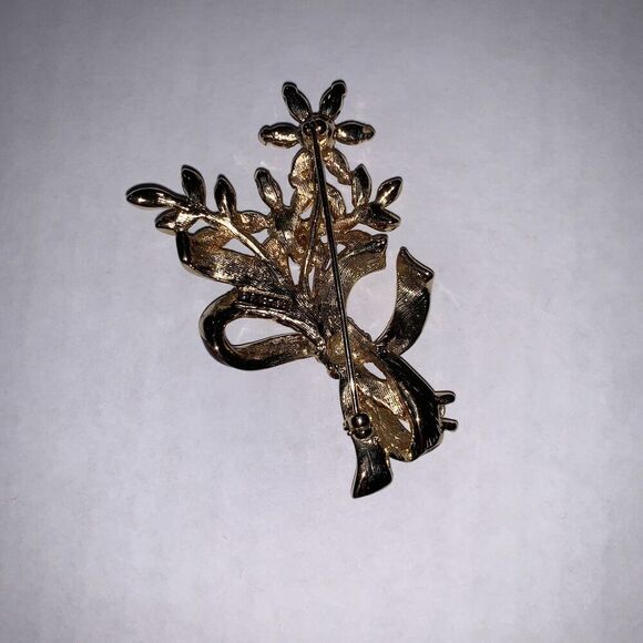 Vintage Signed Monet Multi-color Rhinestone Enamel Flower Brooch, women's brooch - Picture 10 of 10